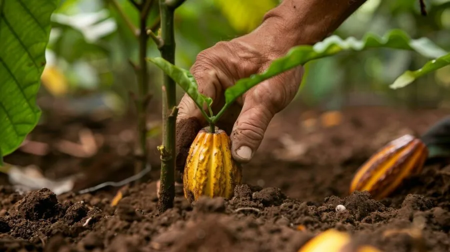 Fruto de cacau aberto
